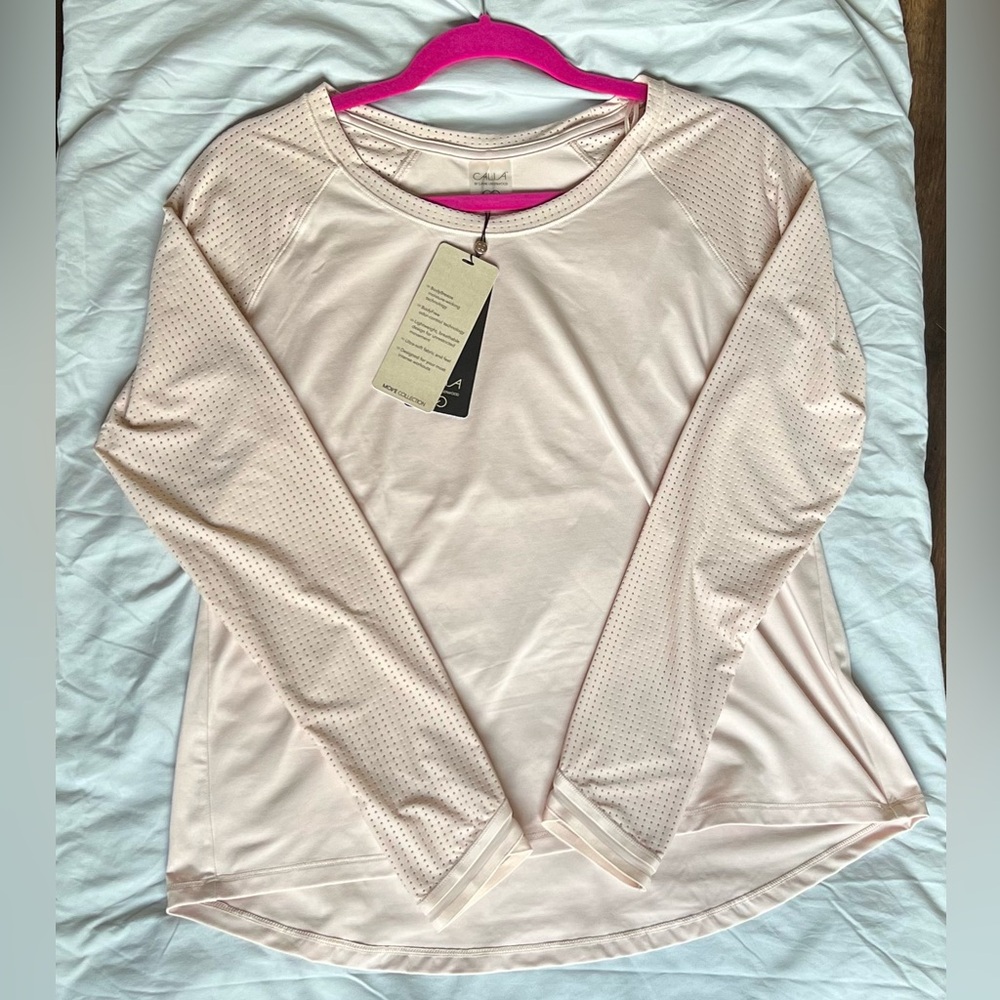 NWT Calia by Carrie Underwood Pink Mesh Sleeve Active Top Size Small